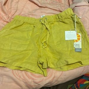 C&C California Linen Yellow Shorts